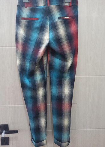 Kadın Çok Renkli yarı dusukbel elastan ekose pastelrenk  Kumaş - Görsel 3