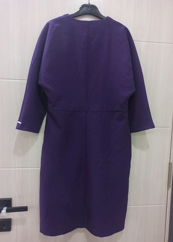 Kadın Mor Uzun V Yaka Pilili Elbise - Görsel 2