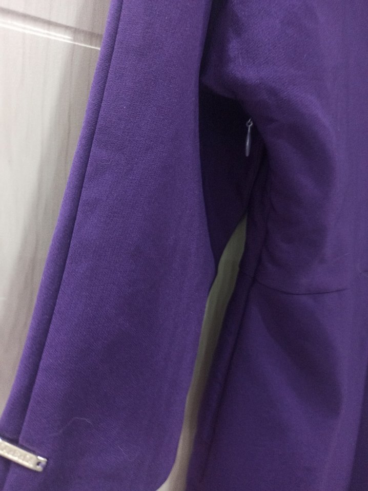 Kadın Mor Uzun V Yaka Pilili Elbise - Görsel 3