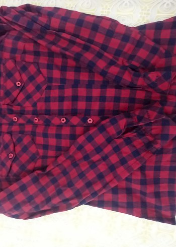 Kadın Kırmızı Kareli Uzun Kollu Gömlek defacto - Görsel 4