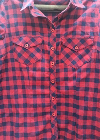 Kadın Kırmızı Kareli Uzun Kollu Gömlek defacto - Görsel 2