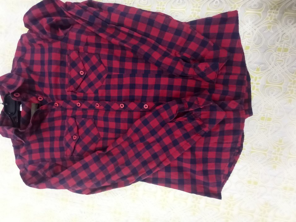 Kadın Kırmızı Kareli Uzun Kollu Gömlek defacto - Görsel 5