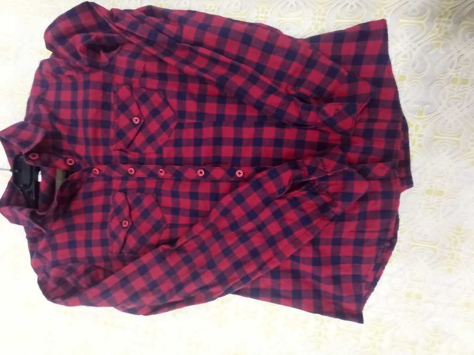 Kadın Kırmızı Kareli Uzun Kollu Gömlek defacto - Görsel 4