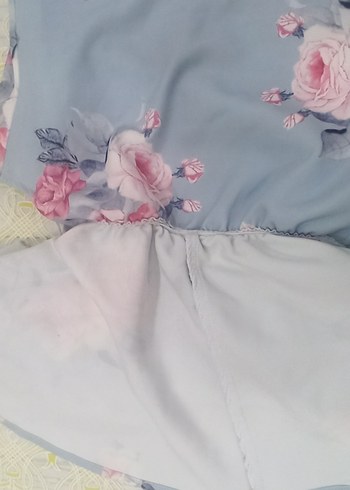 Mavi Çiçek Desenli Uzun Bohem Elbise - Görsel 8