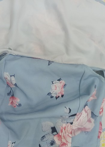 Mavi Çiçek Desenli Uzun Bohem Elbise - Görsel 7