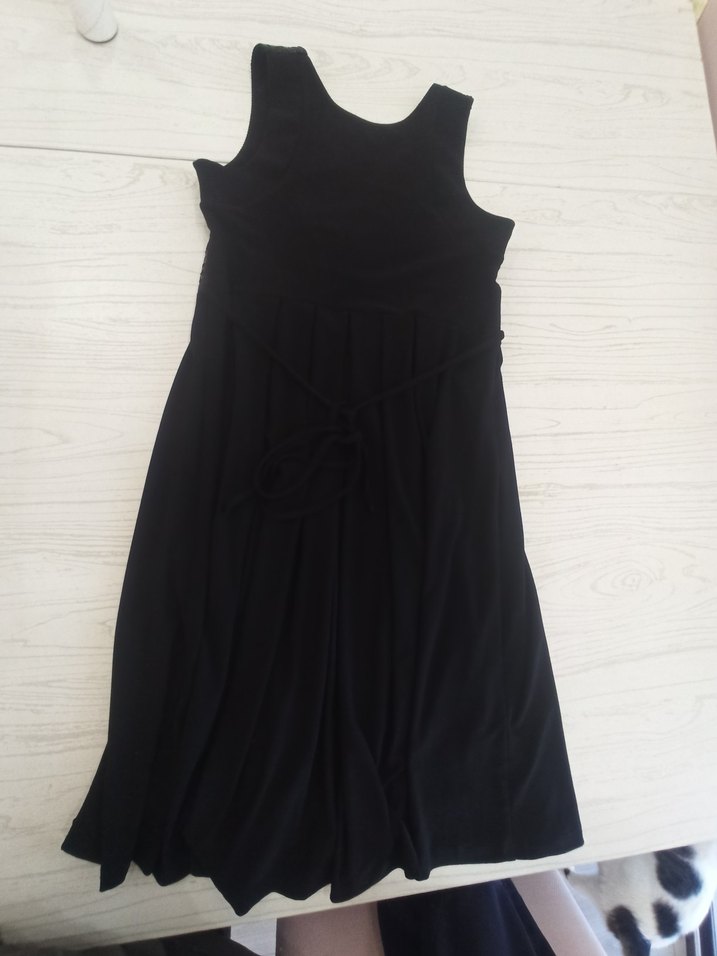 Siyah Drapeli Midi V Yakalı Abiye Elbise - Görsel 5