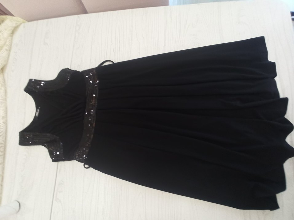 Siyah Drapeli Midi V Yakalı Abiye Elbise - Görsel 4