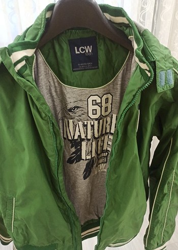 Erkek Çocuk Kapüşonlu Yeşil Fermuarlı yağmurluk mont - Görsel 8