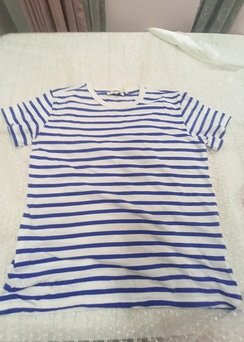 Mavi Çizgili kadin Tişört - Görsel 3