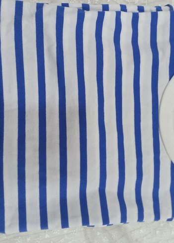 Mavi Çizgili kadin Tişört - Görsel 6