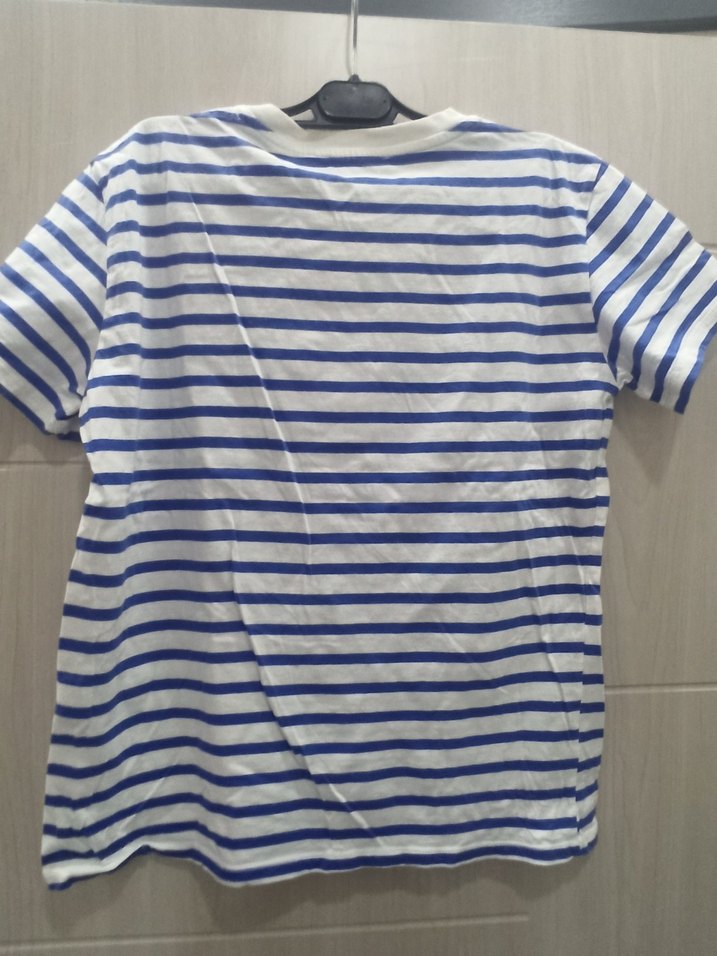 Mavi Çizgili kadin Tişört - Görsel 2