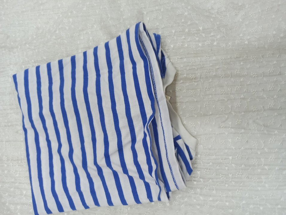 Mavi Çizgili kadin Tişört - Görsel 5