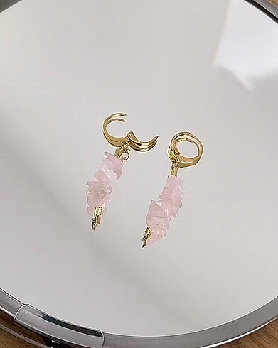 Zara Küpe pembe kuvars
