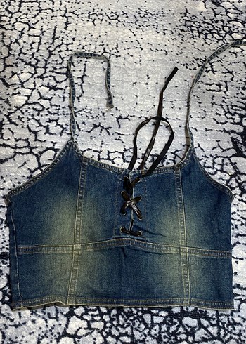 Vintage Denim büstiyer korse