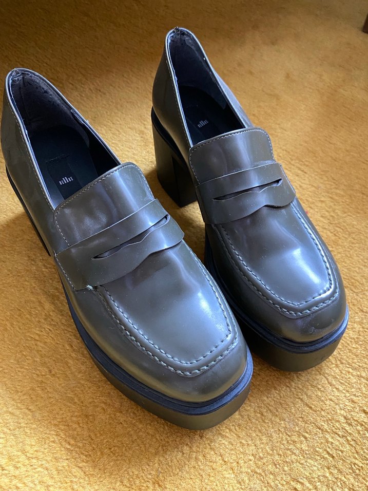 Elle Kadın Yeşil Platform Topuklu Loafer Ayakkabı - Görsel 3