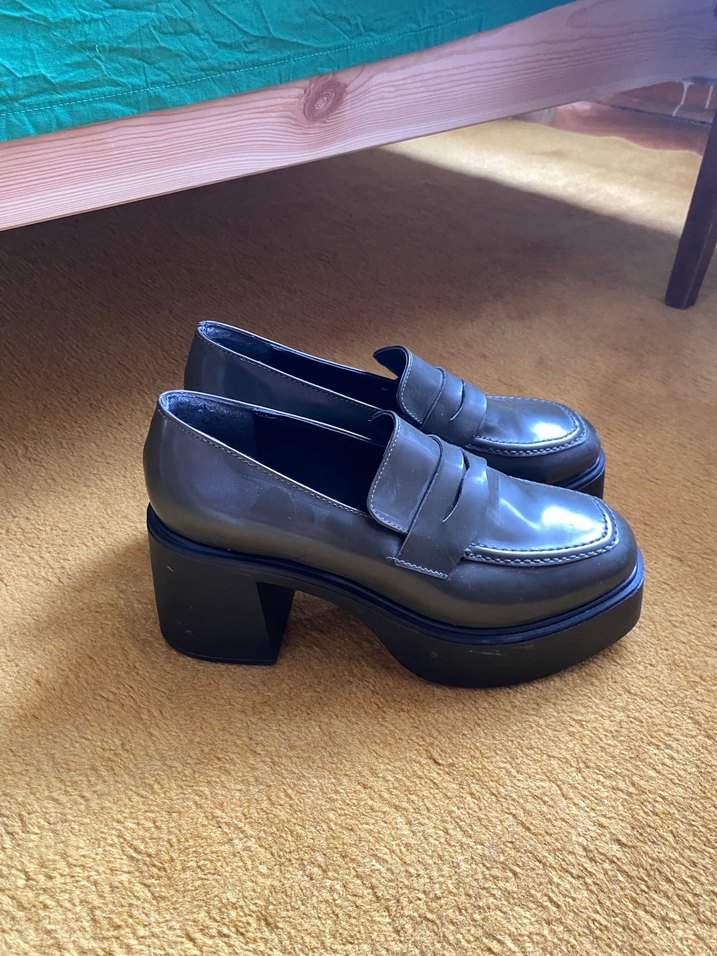 Elle Kadın Yeşil Platform Topuklu Loafer Ayakkabı - Görsel 2