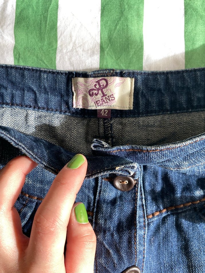 Kadın Koyu Mavi Denim Fırfırlı Mini Etek - Görsel 4