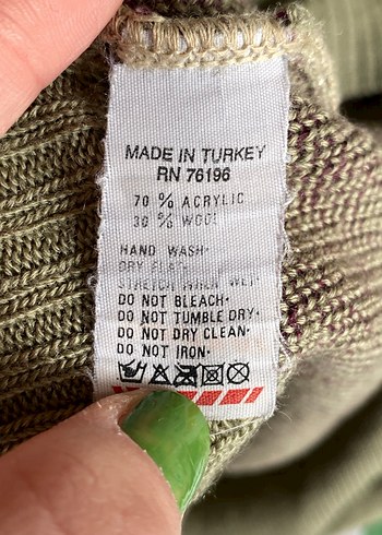 Vintage Yeşil Yüksek Yakalı İşlemeli Kazak - Görsel 7