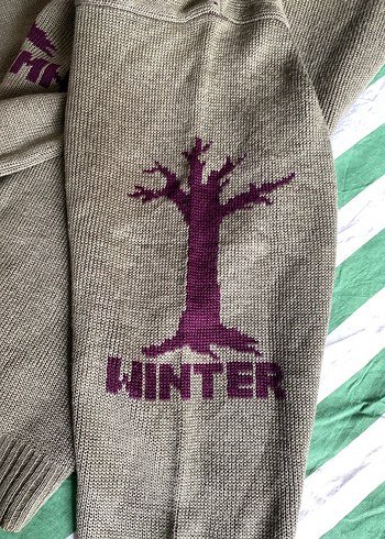 Vintage Yeşil Yüksek Yakalı İşlemeli Kazak - Görsel 3