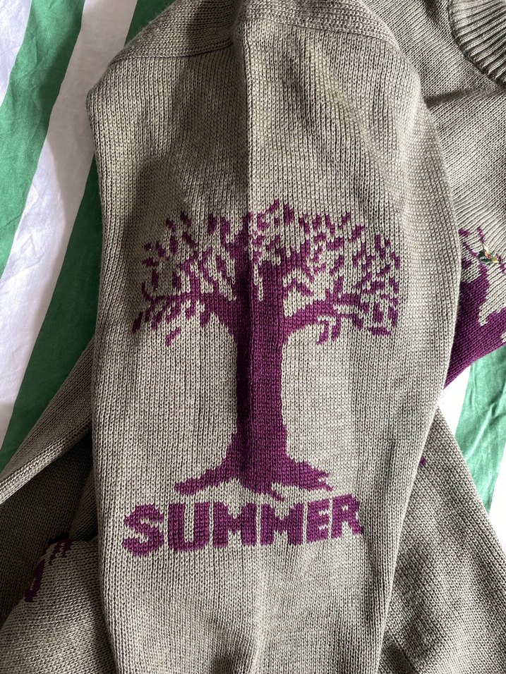 Vintage Yeşil Yüksek Yakalı İşlemeli Kazak - Görsel 4