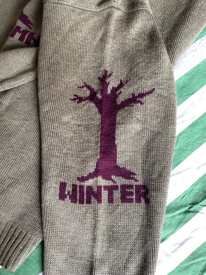 Vintage Yeşil Yüksek Yakalı İşlemeli Kazak - Görsel 3