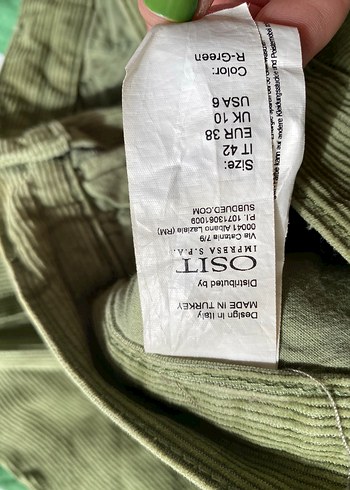 Yeşil Bol Kesim Kadın Fitilli Kadife Pantolon - Görsel 6