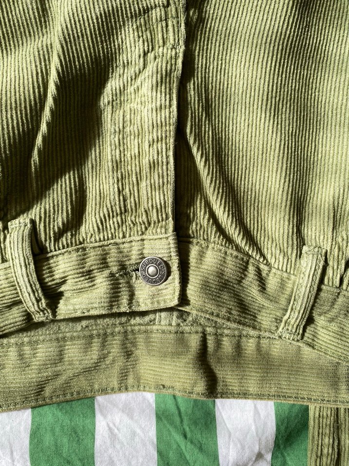 Yeşil Bol Kesim Kadın Fitilli Kadife Pantolon - Görsel 3