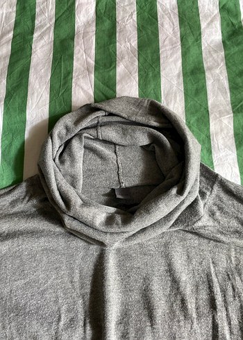 Gri Kadın Boğazlı Kısa Kollu Triko - Görsel 2