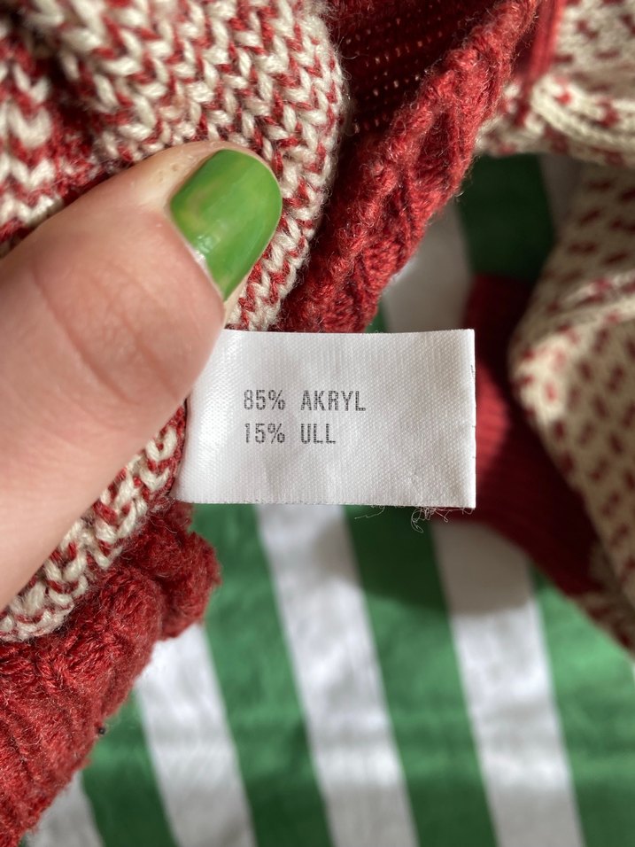 Vintage Pirinç Düğmeli Kırmızı Triko Kadın Kazak - Görsel 5