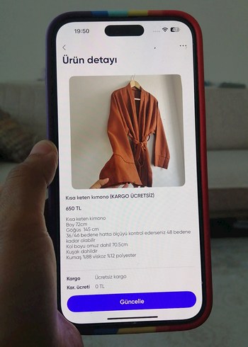 Diğer kiremit Renkli Kısa Keten Kimono