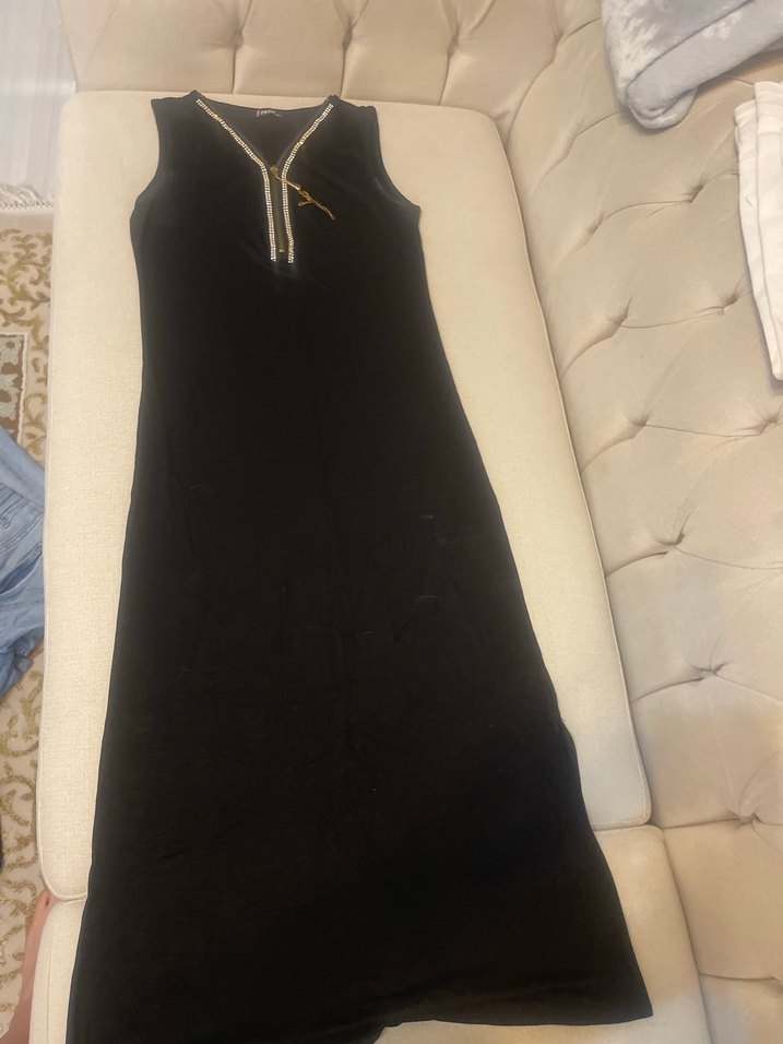 Altın Renk Fermuarlı Kadın Body Zinciri elbise - Görsel 2