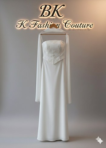 Straplez Modern Klasik Beyaz Gelinlik - Görsel 2