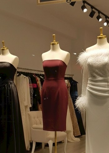 Siyah Straplez Uzun Abiye Elbise - Görsel 2