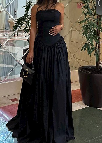 Siyah Straplez Uzun Abiye Elbise - Görsel 3