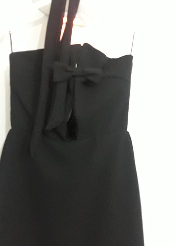 Siyah Straplez Uzun Elbise - Görsel 8