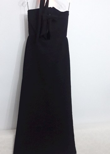 Siyah Straplez Uzun Elbise - Görsel 9