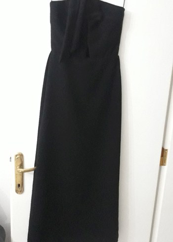 Siyah Straplez Uzun Elbise - Görsel 6