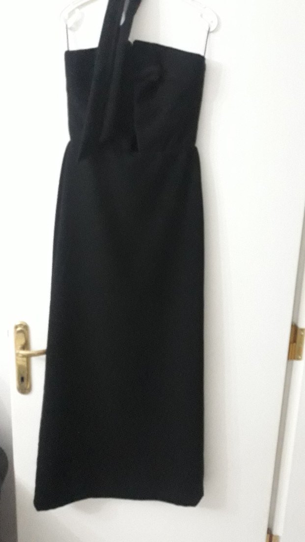 Siyah Straplez Uzun Elbise - Görsel 2