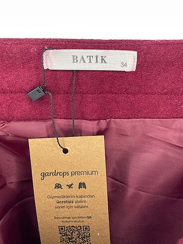 34 Beden bordo Renk Batik Mini Etek %70 İndirimli.