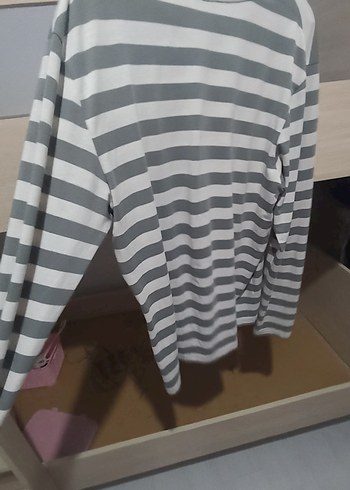 Kareli Gri Hamile Uzun Kollu Tişört - Görsel 4