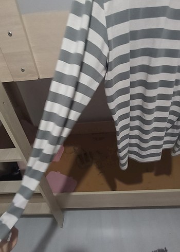 Kareli Gri Hamile Uzun Kollu Tişört - Görsel 3