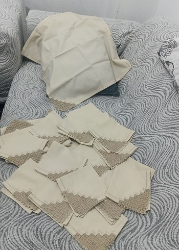 Nakışlı Beyaz Masa Örtüsü Takımı Çeyizlik - Görsel 2