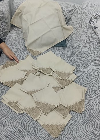 Nakışlı Beyaz Masa Örtüsü Takımı Çeyizlik - Görsel 4