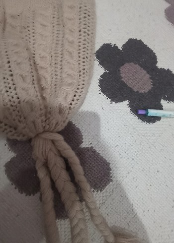 Bej Bohem Örgü Kadın Bere - Görsel 2