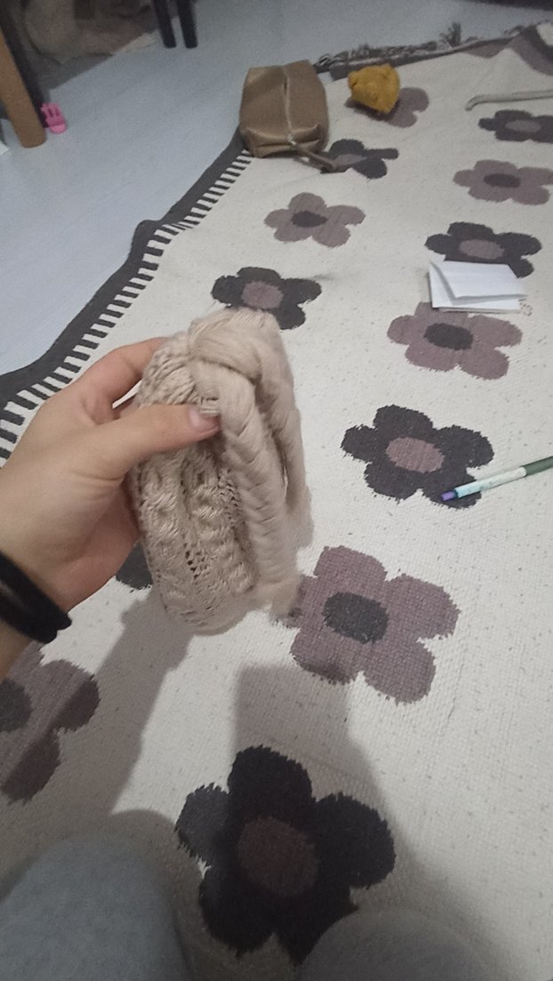 Bej Bohem Örgü Kadın Bere - Görsel 5