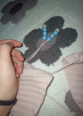 Bej pembee Örgü Mini Bikini Takımı - Görsel 9