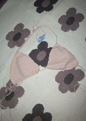 Bej pembee Örgü Mini Bikini Takımı - Görsel 2