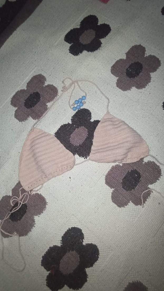 Bej pembee Örgü Mini Bikini Takımı - Görsel 2