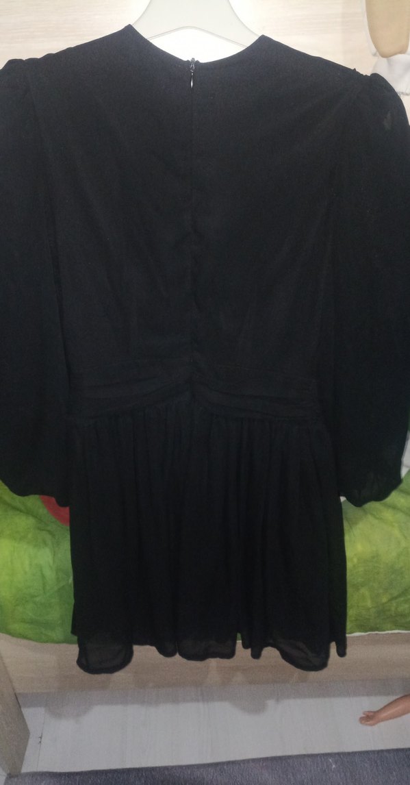 Siyah Midi Uzun Kollu Gotik Kadın Elbise - Görsel 5