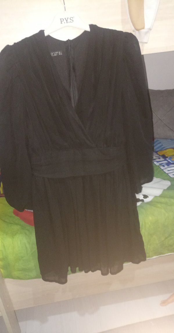 Siyah Midi Uzun Kollu Gotik Kadın Elbise - Görsel 2